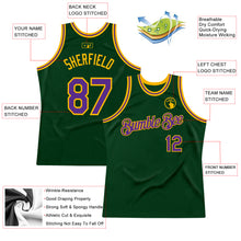 Загрузить изображение в средство просмотра галереи, Custom Green Purple-Gold Authentic Throwback Basketball Jersey