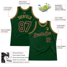 Загрузить изображение в средство просмотра галереи, Custom Green Black-Old Gold Authentic Throwback Basketball Jersey