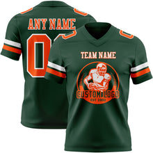 Load image into Gallery viewer, Custom Green Orange-White Authentic Football Jersey