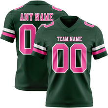 Load image into Gallery viewer, Custom Green Pink-White Authentic Football Jersey