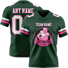 Load image into Gallery viewer, Custom Green White-Pink Authentic Football Jersey