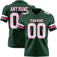 Load image into Gallery viewer, Custom Green White-Pink Authentic Football Jersey