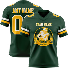 Load image into Gallery viewer, Custom Green Gold-White Authentic Football Jersey