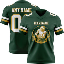 Load image into Gallery viewer, Custom Green White-Old Gold Authentic Football Jersey