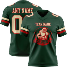 Load image into Gallery viewer, Custom Green Cream-Red Authentic Football Jersey