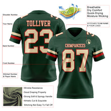 Load image into Gallery viewer, Custom Green Cream-Red Authentic Football Jersey