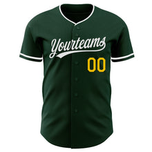 Load image into Gallery viewer, Custom Green White-Yellow Authentic Baseball Jersey