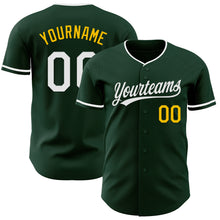 Load image into Gallery viewer, Custom Green White-Yellow Authentic Baseball Jersey