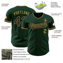 Load image into Gallery viewer, Custom Green Black-Old Gold Authentic Baseball Jersey