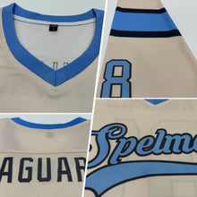 Загрузить изображение в средство просмотра галереи, Custom Cream Light Blue-Steel Gray Hockey Jersey