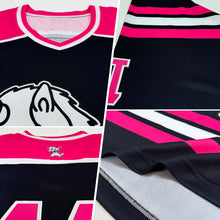 Загрузить изображение в средство просмотра галереи, Custom Black Pink-White Hockey Jersey