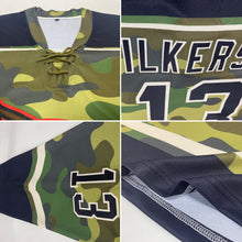Charger l'image dans la galerie, Custom Camo Black-Cream Salute To Service Hockey Lace Neck Jersey