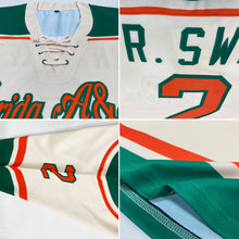 Laden Sie das Bild in den Galerie-Viewer, Custom Cream Orange-Kelly Green Hockey Lace Neck Jersey