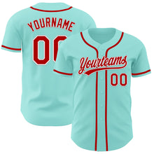 Laden Sie das Bild in den Galerie-Viewer, Custom Ice Blue Red-White Authentic Baseball Jersey