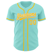 Загрузить изображение в средство просмотра галереи, Custom Ice Blue Yellow-White Authentic Baseball Jersey