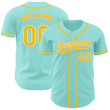 Загрузить изображение в средство просмотра галереи, Custom Ice Blue Yellow-White Authentic Baseball Jersey