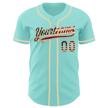 Load image into Gallery viewer, Custom Ice Blue Vintage USA Flag-Cream Authentic Baseball Jersey