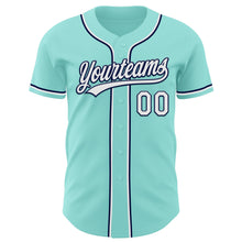 Laden Sie das Bild in den Galerie-Viewer, Custom Ice Blue White-Navy Authentic Baseball Jersey