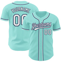 Laden Sie das Bild in den Galerie-Viewer, Custom Ice Blue White-Navy Authentic Baseball Jersey