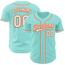 Laden Sie das Bild in den Galerie-Viewer, Custom Ice Blue White-Orange Authentic Baseball Jersey