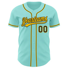 Load image into Gallery viewer, Custom Ice Blue Black-Yellow Authentic Baseball Jersey