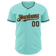 Laden Sie das Bild in den Galerie-Viewer, Custom Ice Blue Black-Old Gold Authentic Baseball Jersey