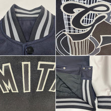 Charger l'image dans la galerie, Custom Black Gray Guitar Music Festival 3D Pattern Design Bomber Full-Snap Varsity Letterman Jacket