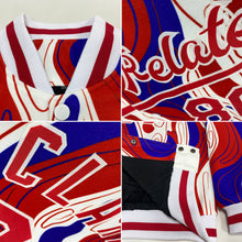 Laden Sie das Bild in den Galerie-Viewer, Custom Figure Red-Royal 3D Bomber Full-Snap Varsity Letterman Jacket