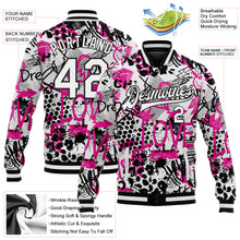 Load image into Gallery viewer, Custom Graffiti Pattern White-Black Scratch 3D Bomber Full-Snap Varsity Letterman Jacket