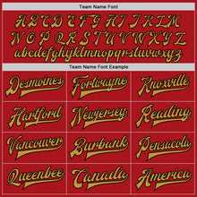 Load image into Gallery viewer, Custom Red Old Gold-Black Bomber Full-Snap Varsity Letterman Jacket