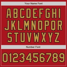 Load image into Gallery viewer, Custom Red Old Gold-Black Bomber Full-Snap Varsity Letterman Jacket