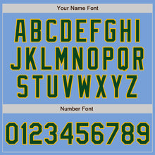 Load image into Gallery viewer, Custom Light Blue Green-Gold Bomber Full-Snap Varsity Letterman Jacket