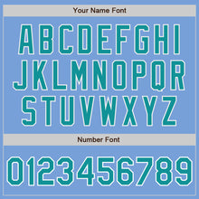 Load image into Gallery viewer, Custom Light Blue Teal-White Bomber Full-Snap Varsity Letterman Jacket