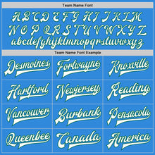 Load image into Gallery viewer, Custom Powder Blue White-Kelly Green Bomber Full-Snap Varsity Letterman Jacket