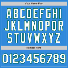 Load image into Gallery viewer, Custom Powder Blue White-Kelly Green Bomber Full-Snap Varsity Letterman Jacket