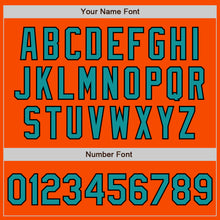 Load image into Gallery viewer, Custom Orange Teal-Black Bomber Full-Snap Varsity Letterman Jacket
