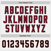 Загрузить изображение в средство просмотра галереи, Custom White Black Pinstripe Crimson-City Cream Bomber Full-Snap Varsity Letterman Jacket