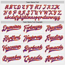 Load image into Gallery viewer, Custom White Purple Pinstripe Orange Bomber Full-Snap Varsity Letterman Jacket