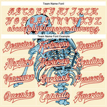 Load image into Gallery viewer, Custom Cream Red Skull Fashion 3D Bomber Full-Snap Varsity Letterman Jacket