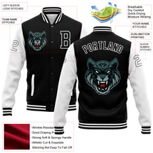Laden Sie das Bild in den Galerie-Viewer, Custom Black White 3D Pattern Design Bomber Full-Snap Varsity Letterman Jacket