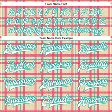 Laden Sie das Bild in den Galerie-Viewer, Custom Cream White-Aqua Check Board 3D Pattern Design Bomber Full-Snap Varsity Letterman Jacket