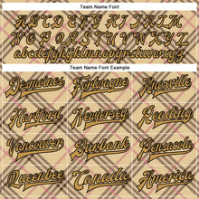 Laden Sie das Bild in den Galerie-Viewer, Custom City Cream Old Gold Black-Light Pink Check Board 3D Pattern Design Bomber Full-Snap Varsity Letterman Jacket