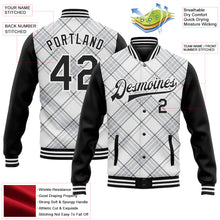 Laden Sie das Bild in den Galerie-Viewer, Custom White Black Check Board 3D Pattern Design Bomber Full-Snap Varsity Letterman Jacket