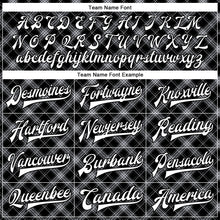 Laden Sie das Bild in den Galerie-Viewer, Custom Black White Check Board 3D Pattern Design Bomber Full-Snap Varsity Letterman Jacket