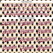 Laden Sie das Bild in den Galerie-Viewer, Custom City Cream Crimson-Black Check Board 3D Pattern Design Bomber Full-Snap Varsity Letterman Jacket