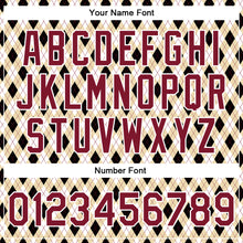 Laden Sie das Bild in den Galerie-Viewer, Custom City Cream Crimson-Black Check Board 3D Pattern Design Bomber Full-Snap Varsity Letterman Jacket