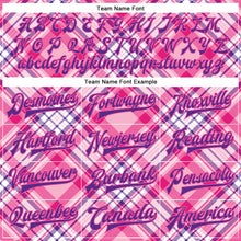Laden Sie das Bild in den Galerie-Viewer, Custom Light Pink Purple-Pink Check Board 3D Pattern Design Bomber Full-Snap Varsity Letterman Jacket
