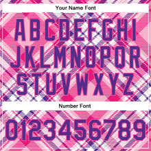 Laden Sie das Bild in den Galerie-Viewer, Custom Light Pink Purple-Pink Check Board 3D Pattern Design Bomber Full-Snap Varsity Letterman Jacket