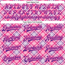 Laden Sie das Bild in den Galerie-Viewer, Custom Light Pink Purple-Pink Check Board 3D Pattern Design Bomber Full-Snap Varsity Letterman Jacket