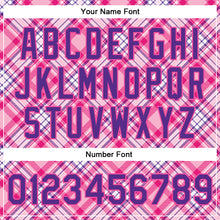 Laden Sie das Bild in den Galerie-Viewer, Custom Light Pink Purple-Pink Check Board 3D Pattern Design Bomber Full-Snap Varsity Letterman Jacket